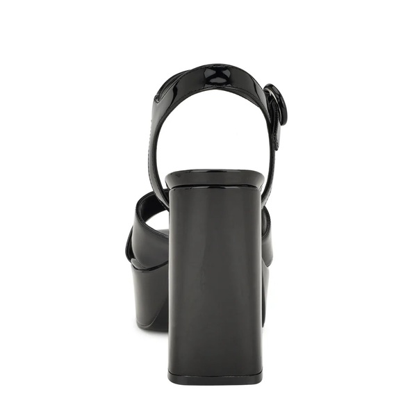 Nine West Black Patent Platform Heel Sandals NWT - Picture 4 of 6